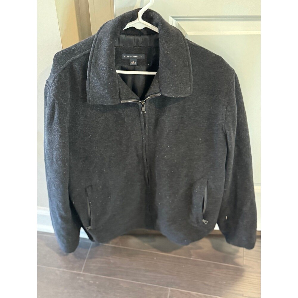 BANANA REPUBLIC BRAND~Men’s (Large) Dark Gray Wool Bomber Coat/Jacket, Outerwear - Picture 3 of 10